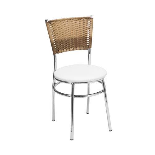 Cadeira de Cozinha em Alumínio Cor Branco com Natural - 1 Unidade - Rcc155 - Alegro