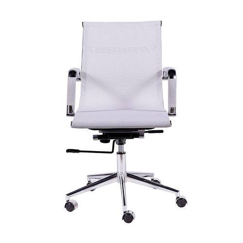 Cadeira de Escritório Baixa com Tela Mesh - Branco - Tommy Design