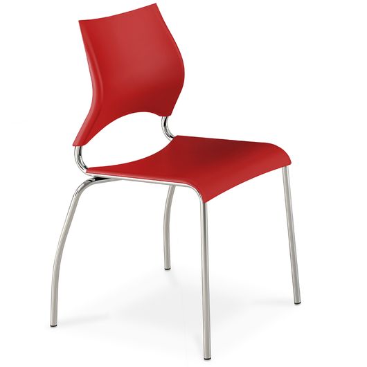 Cadeira de Jantar, Cromada com Assento Vermelho, Flex