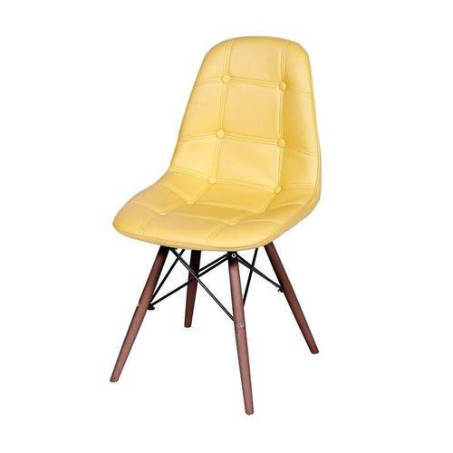 Cadeira de Jantar Eames Botonê Amarela Base Escura ÓR