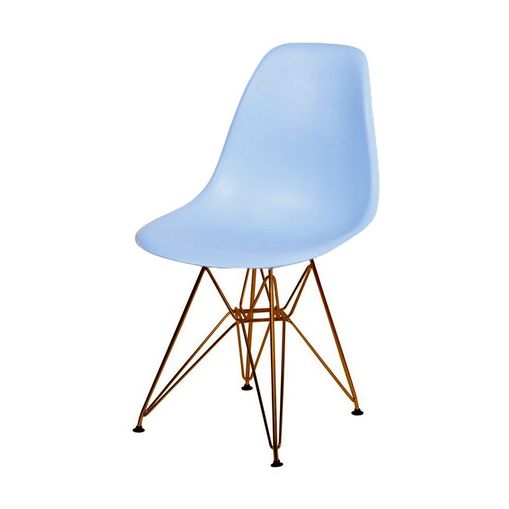 Cadeira de Jantar Eames Eiffel Azul Claro Base Cobre 1102CO Ór