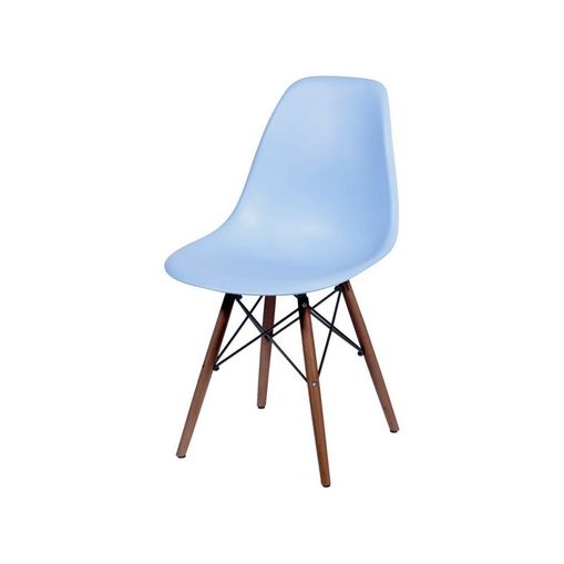 Cadeira de Jantar Eames Wood Azul Claro Base Escura 1102BE Ór