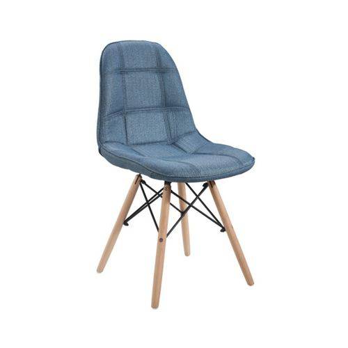Cadeira de Jantar Eames Wood Azul em Linho 1114 Or Design