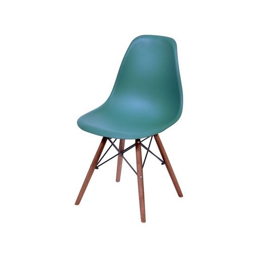 Cadeira de Jantar Eames Wood Azul Petróleo Base Escura 1102BE Ór