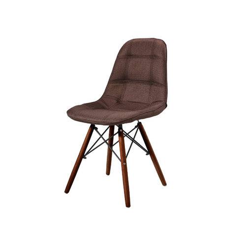 Cadeira de Jantar Eames Wood Marrom em Linho 1114 Or Design