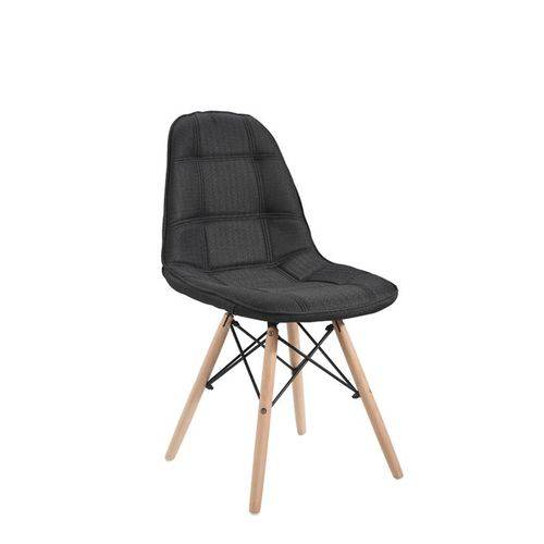 Cadeira de Jantar Eames Wood Preta em Linho 1114 Or Design