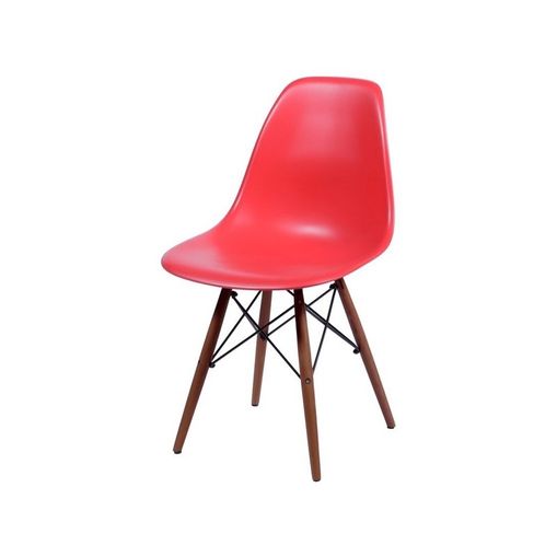 Cadeira de Jantar Eames Wood Vermelha Base Escura 1102BE Ór