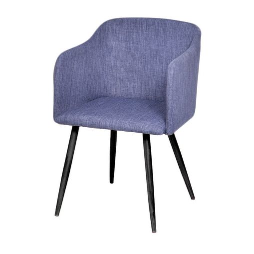 Cadeira de Jantar em Linho Azul com Base Preta 1126BP Ór Design