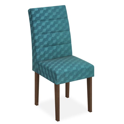 Cadeira de Jantar, Imbuia Soft, Velvet 3D Azul, Frame
