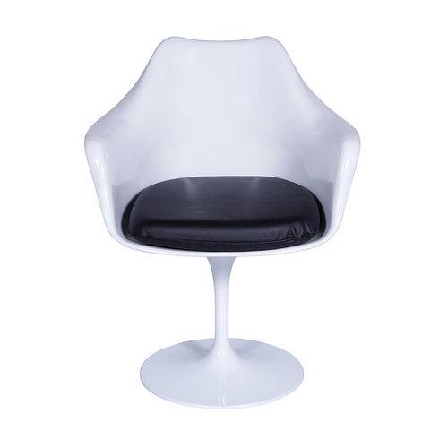 Cadeira de Jantar Or Design 1130 Abs - Branco com Almofada Preta - Tommy Design