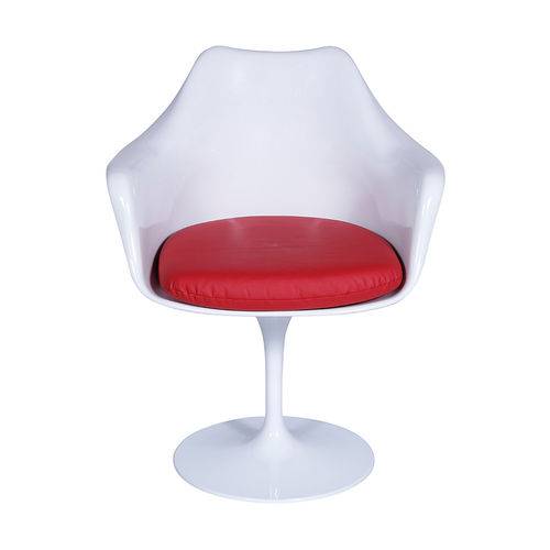 Cadeira de Jantar Or Design 1130 Abs - Branco com Almofada Vermelha - Tommy Design