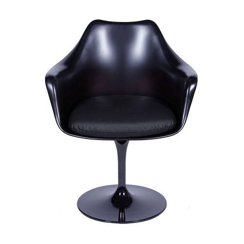 Cadeira de Jantar Or Design 1130 Abs - Branco e Almofada Preta - Tommy Design