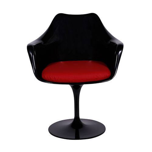 Cadeira de Jantar Or Design 1130 Abs - Branco e Almofada Vermelha - Tommy Design