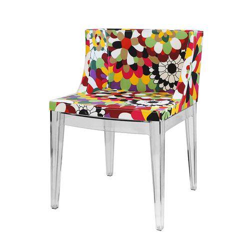 Cadeira de Jantar Or Design 1135c - Tecido Floral - C - Base Policarbonato Transparente - Tommy Design