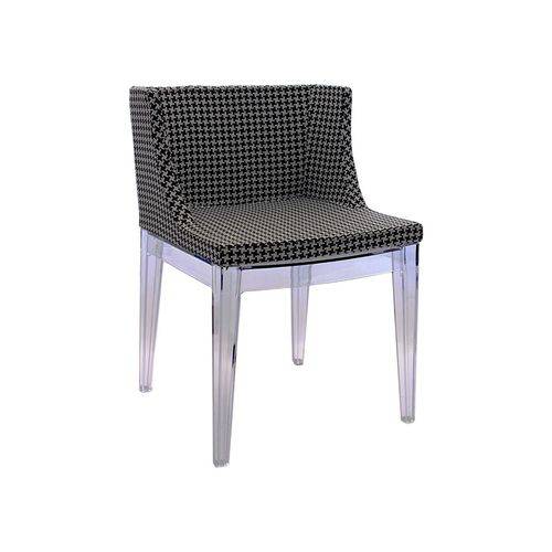 Cadeira de Jantar Or Design 1135X - Tecido Xadrez - Base Policarbonato Transparente - Tommy Design