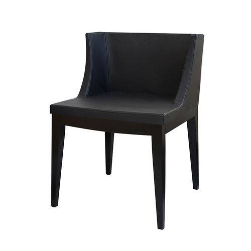 Cadeira de Jantar Or Design 1136 - Tecido Couríssimo -Preto com Base Madeira Escura - Tommy Design