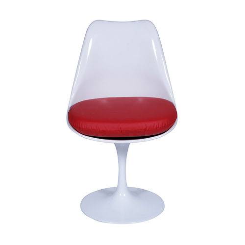 Cadeira de Jantar Or Design 1129 Abs - Branco com Almofada Vermelha - Tommy Design
