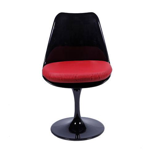 Cadeira de Jantar Or Design 1129 Abs - Preto com Almofada Vermelha - Tommy Design