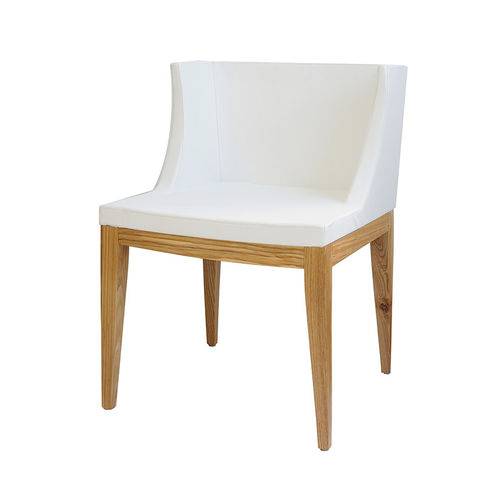 Cadeira de Jantar - Tecido Couríssimo - Base Madeira Clara com Branco - Tommy Design