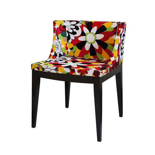 Cadeira de Jantar - Tecido Floral - a - Base Madeira Escura - Tommy Design