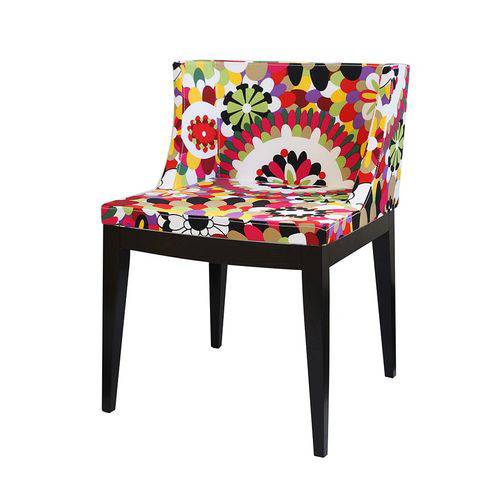 Cadeira de Jantar - Tecido Floral - B - Base Madeira Escura - Tommy Design