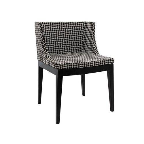 Cadeira de Jantar - Tecido Xadrez - Base Madeira Escura - Tommy Design