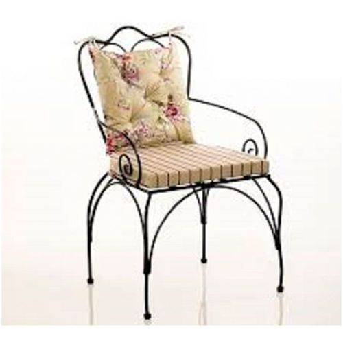 Cadeira de Jardim com Almofada - Preto - Tommy Design