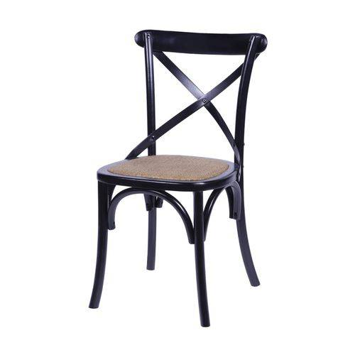 Cadeira de Madeira e Assento em Rattan 115 OR Design Preto
