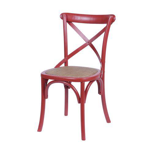 Cadeira de Madeira e Assento em Rattan 115 OR Design Vermelho