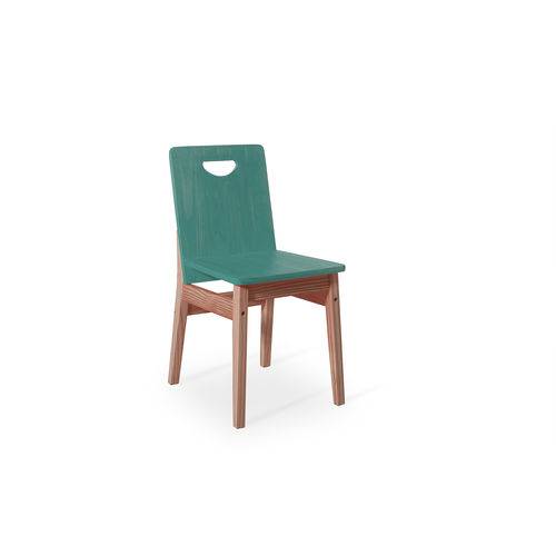 Cadeira de Madeira para Cozinha Tucupi 40x51x81cm - Acabamento Stain Nozes e Azu