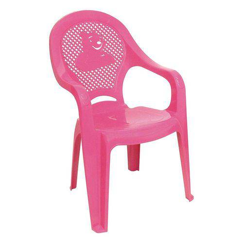 Cadeira de Plástico Infantil Decorada Rosa