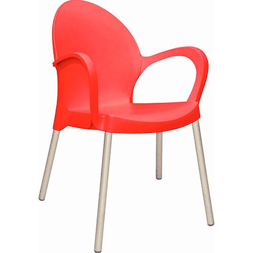 Cadeira de Polipropileno com Braço Vemelha - GRACE - Tramontina
