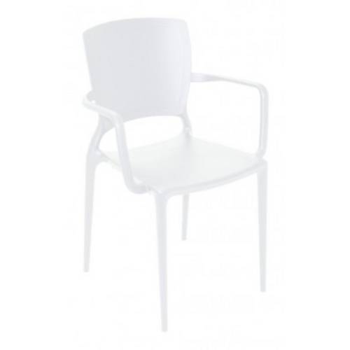 Cadeira de Polipropileno e Fibra de Vidro com Braço Branca - Sofia - Tramontina