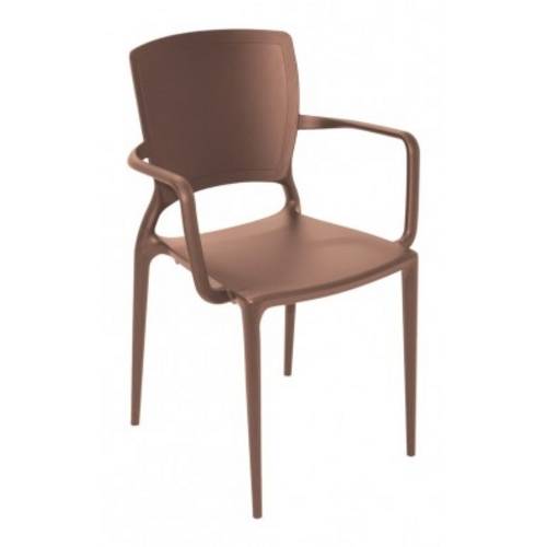 Cadeira de Polipropileno e Fibra de Vidro com Braço Marrom - Sofia - Tramontina