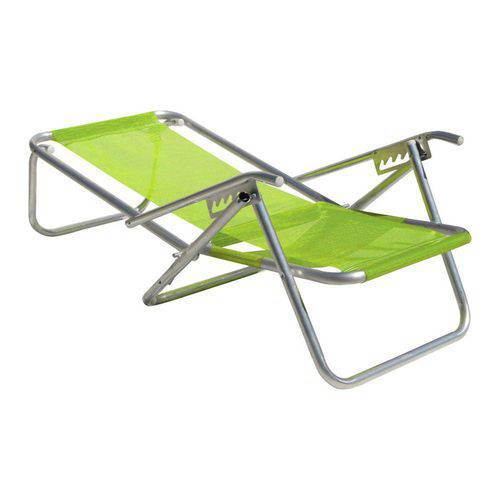 Cadeira de Praia 5 Posição em Alumínio Extra Larga com Apoio Sannet Verde
