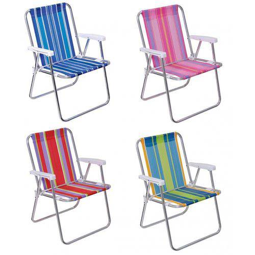 Cadeira de Praia Alta Aluminio 53 X 55 X 72 Cm Cores Sortidas