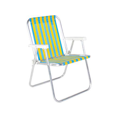 Cadeira de Praia Alta em Alumínio Belfix Amarelo e Azul
