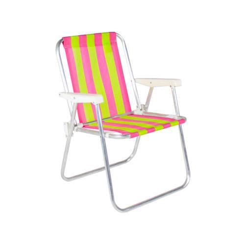 Cadeira de Praia Alta em Alumínio Belfix Verde e Rosa