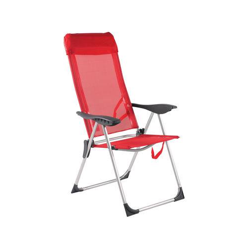 Cadeira de Praia Alumínio 5 Posições Vermelha - Bel Lazer