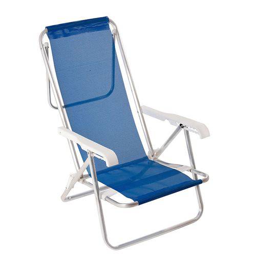 Cadeira de Praia de Aluminio 8 Posições Sannet Azul Mor
