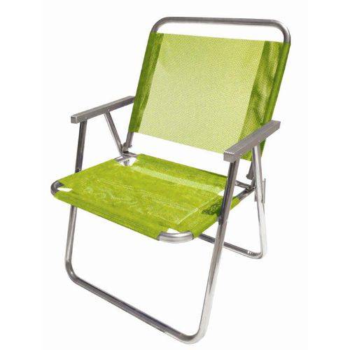 Cadeira de Praia Extra Larga Verde Reforçada 130kg Alumí­nio Botafogo