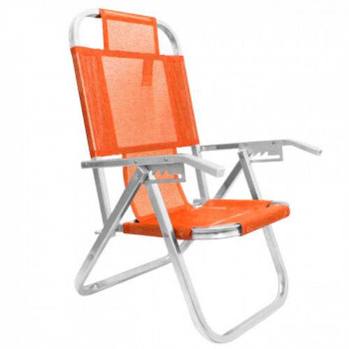 Cadeira de Praia Reclinavel 5 Posicoes em Aluminio Ipanema Alaranjada Botafogo