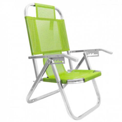Cadeira de Praia Reclinavel 5 Posicoes em Aluminio Ipanema Verde Botafogo