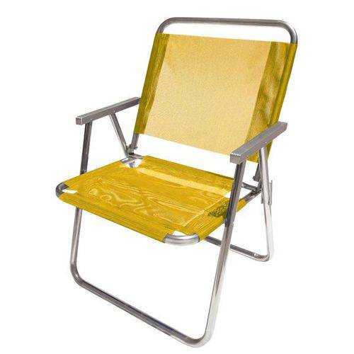 Cadeira de Praia Varanda Xl 130 Kg. em Alumínio - Amarela - Botafogo