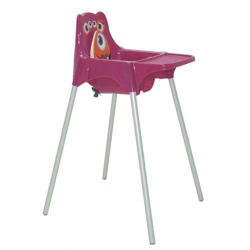 Cadeira de Refeicao Plastica Monster Rosa Alta com Pernas de Aluminio Anodizado