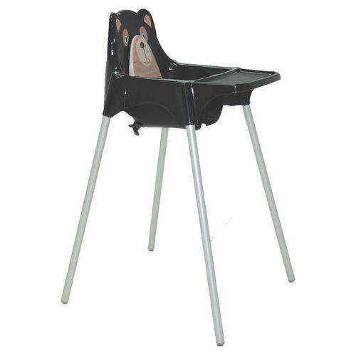 Cadeira de Refeicao Plasticateddy Preta Alta com Pernas de Aluminio Anodizado