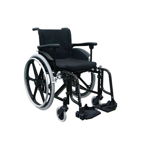 Cadeira de Rodas Ágile em Alumínio Baxmann Jaguaribe Assento 44 Cm Cadeira Preta