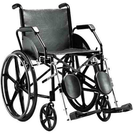 Cadeira de Rodas em Aço - Ortopedia Jaguaribe - 1016 - Preta - Pneu Maciço