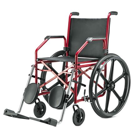 Cadeira de Rodas em Aço - Ortopedia Jaguaribe - 1012 - Vinho - Pneu Maciço