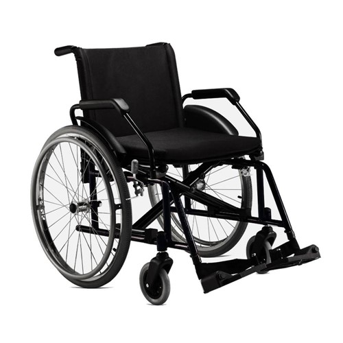 Cadeira de Rodas em Aço para Obeso Poty Preta 50cm - Baxmann Jaguaribe